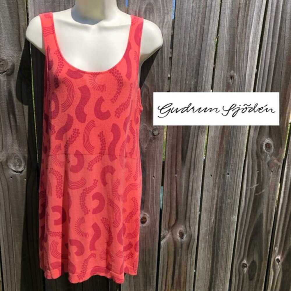 Gudrun Sjoden Sleeveless Ribbed Tank Top Blouse Tunic Medium Slice Rainbow Scoop